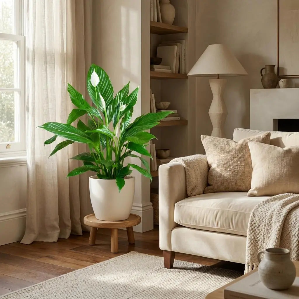 Spathiphyllum 'Sweet Lauretta' (Friedenslilie) im Bio-Design-Topf – 80 cm Höhe 🌿🕊️ - ES+ Everspring