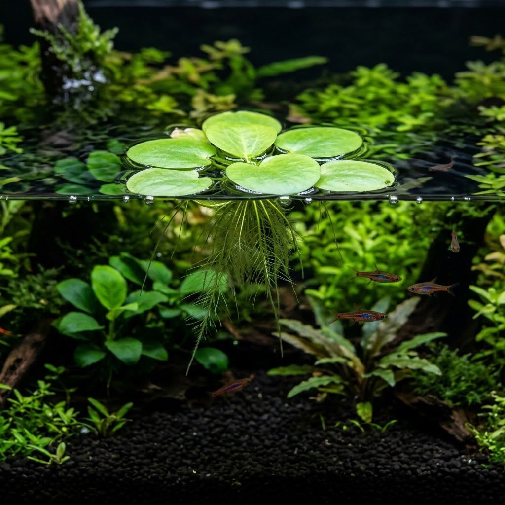 Limnobium laevigatum im Becher / Dennerle-Plants